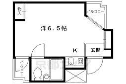 デトムワン京大前 1Kの間取図画像