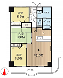 ニューシャトーム湯川 3LDKの間取図画像