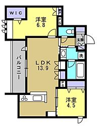 西宮市今津山中町マンション 2LDKの間取図画像