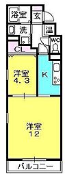 グランクリュ西宮 1LDKの間取図画像