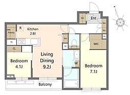 プレーヌ リュヌ 2LDKの間取図画像