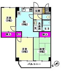 ベルズガーデニア 3DKの間取図画像