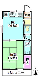 スカイハイツ 1DKの間取図画像