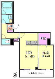 CASA DEL SUR 2階1LDKの間取り