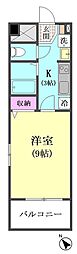 フレア十五屋A館 1Kの間取図画像