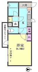 ライジングサンムサシコヤマ 1Kの間取図画像
