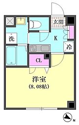 カーサ・ヴェルデ 1Kの間取図画像