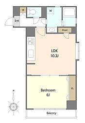 シャンボール第2大森 1LDKの間取図画像