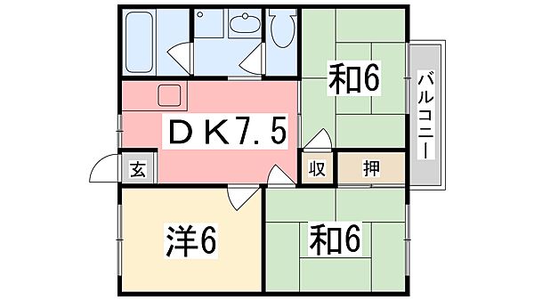 ボナール中地 203｜兵庫県姫路市中地(賃貸アパート3DK・2階・52.99㎡)の写真 その2