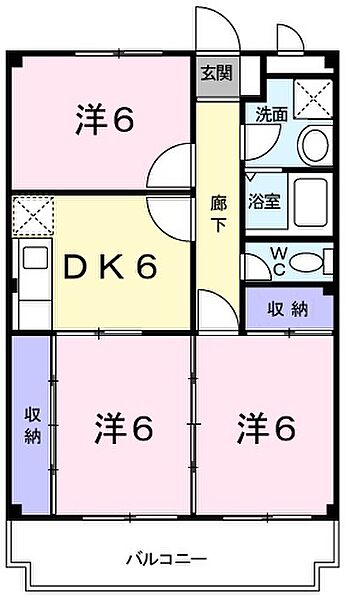 アドニス 205｜兵庫県姫路市西今宿２丁目(賃貸マンション3DK・2階・56.51㎡)の写真 その2
