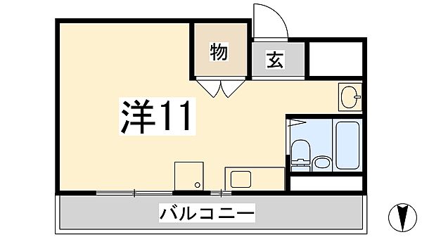 岡本ビル　北棟 201｜兵庫県姫路市元塩町(賃貸マンション1R・2階・26.10㎡)の写真 その2