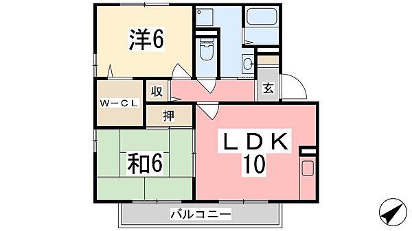 エクセルコートB 201｜兵庫県姫路市広畑区才(賃貸アパート2LDK・2階・55.25㎡)の写真 その2