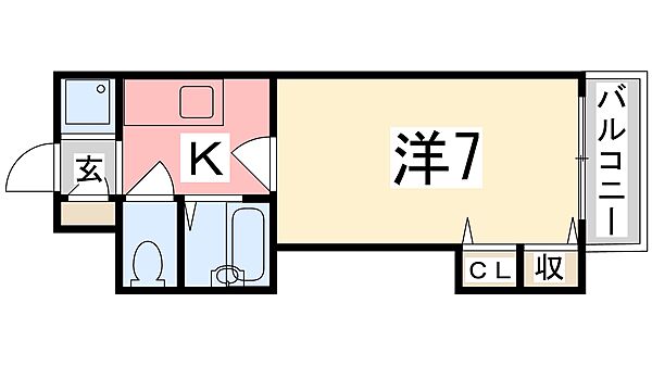 ジュネス保城 207｜兵庫県姫路市保城(賃貸マンション1K・2階・22.50㎡)の写真 その2