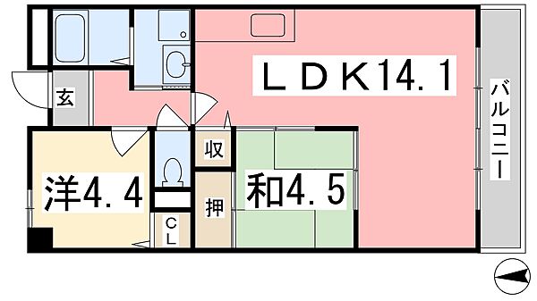 メゾンドアルシュ 704｜兵庫県姫路市三左衛門堀西の町(賃貸マンション2LDK・7階・51.84㎡)の写真 その2