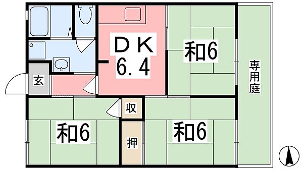 シティーリバーサイド 103｜兵庫県姫路市広畑区蒲田２丁目(賃貸アパート3DK・1階・48.36㎡)の写真 その2