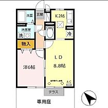 プラシード 106 ｜ 兵庫県姫路市飾磨区構３丁目（賃貸アパート1LDK・1階・40.29㎡） その2