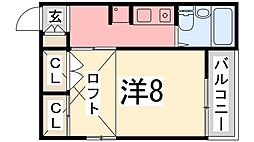 スマイル東今宿 1Kの間取図画像