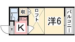 メゾン・ビーチ 1Kの間取図画像