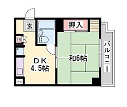 ジュネス姫路 1DKの間取図画像