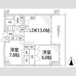 キャッスルコート御立 2LDKの間取図画像