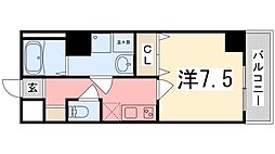 レジデンスM姫路 1Kの間取図画像
