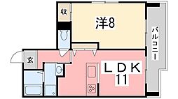 シティーガーデン広畑 1LDKの間取図画像
