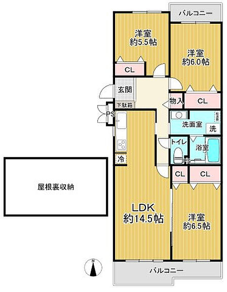 3LDK 間取り