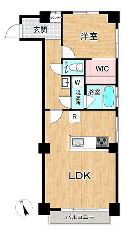 【間取図】2026年3月室内全面リフォームの１ＬＤＫ！造作洗面台や自然素材などこだわりのリフォーム！