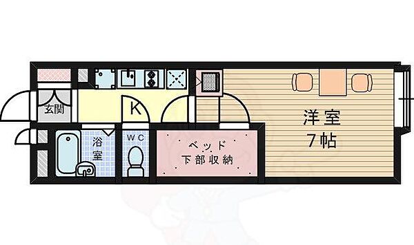 大阪府高槻市若松町(賃貸マンション1K・4階・20.81㎡)の写真 その2