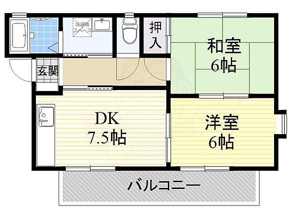 大阪府高槻市春日町(賃貸アパート2DK・1階・43.00㎡)の写真 その2