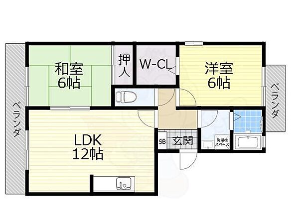 大阪府高槻市緑が丘１丁目(賃貸マンション2LDK・2階・56.43㎡)の写真 その2