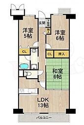 JR東海道・山陽本線 摂津富田駅 徒歩14分の賃貸マンション 5階3LDKの間取り