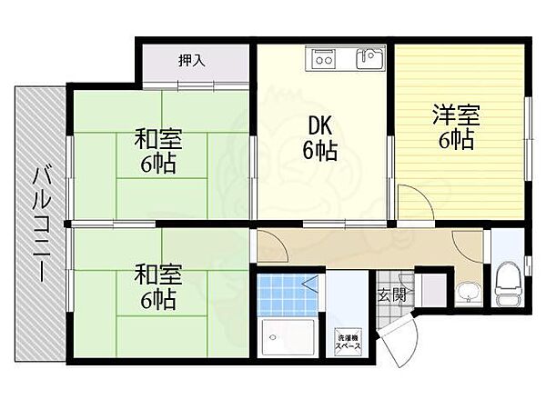 大阪府高槻市津之江町２丁目(賃貸マンション3DK・2階・55.00㎡)の写真 その2