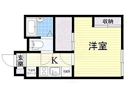 阪急京都本線 高槻市駅 徒歩20分の賃貸アパート 2階1Kの間取り