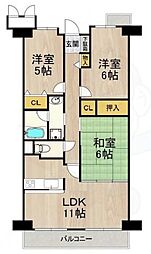 JR東海道・山陽本線 摂津富田駅 徒歩14分の賃貸マンション 5階3LDKの間取り