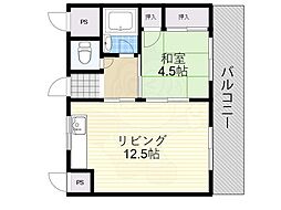 阪急京都本線 高槻市駅 バス7分 西冠下車 徒歩1分の賃貸マンション 2階1LDKの間取り