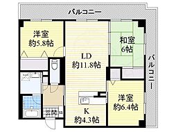 阪急京都本線 総持寺駅 徒歩10分の賃貸マンション 1階3LDKの間取り