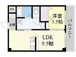 阪急京都本線 富田駅 徒歩10分の賃貸マンション 6階1LDKの間取り