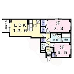 JR東海道・山陽本線 摂津富田駅 徒歩19分の賃貸アパート 1階2LDKの間取り