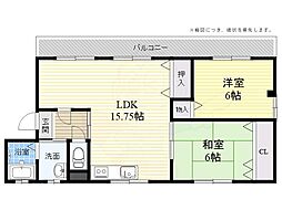 西町ハイツ 2LDKの間取図画像
