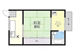 高瀬ハイツ 1Kの間取図画像