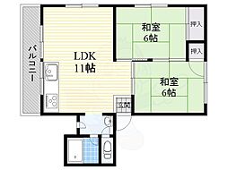 井上マンション 2LDKの間取図画像