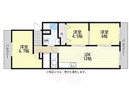 サンヴェール高槻4号棟 3LDKの間取図画像