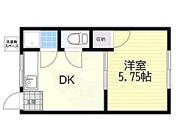 稲荷の森ハイツ 1DKの間取図画像