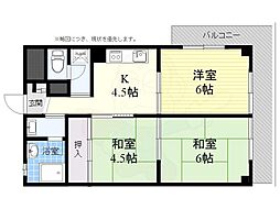 高槻グランドハイツ 3DKの間取図画像