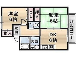 メゾンアサヒ2 2DKの間取図画像