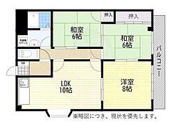 高垣ハイツ 3LDKの間取図画像