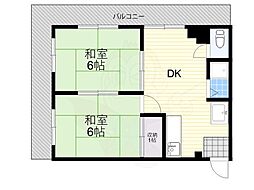プレアール高槻春日 2DKの間取図画像