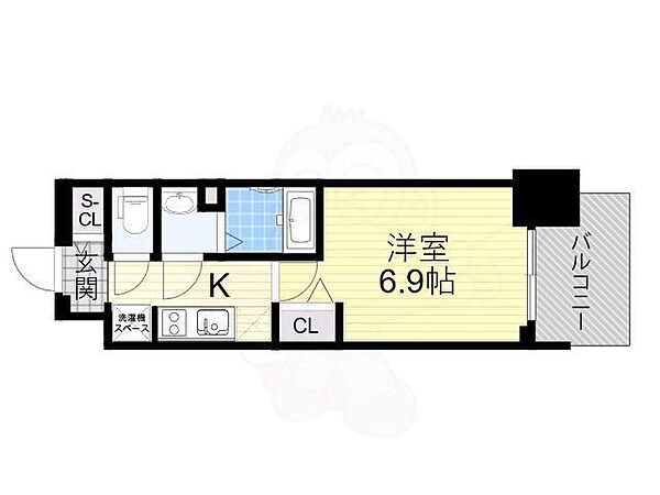 大阪府大阪市東住吉区北田辺２丁目(賃貸マンション1K・9階・22.76㎡)の写真 その2