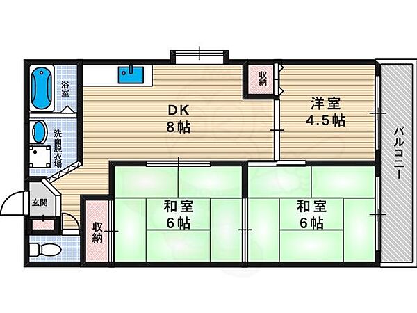 グレース住吉 ｜大阪府大阪市住吉区大領５丁目(賃貸マンション3DK・3階・54.00㎡)の写真 その2